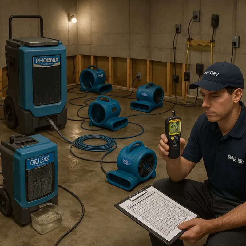 Structural Drying and Dehumidification process in Prudenville, MI